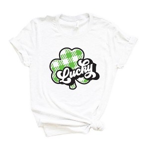 Simply Sage Market Women's  Buffalo Plaid Lucky Short Sleeve Graphic Tee - 1 of 3