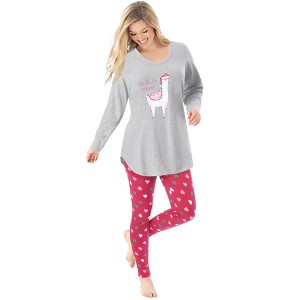 Dreams & Co. Women's Plus Size 2-Piece Pj Legging Set - 1 of 4