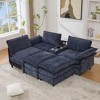 TiramisuBest U Shaped Modular Sectional Sofa Console Wireless Charging Bluetooth Speakers 2 Cup Holders Movable Footstools Chenille 5 Seat - 3 of 4