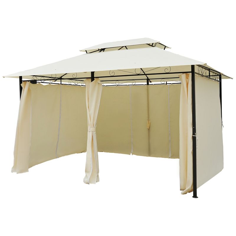 Outsunny 10' x 13' Outdoor Soft Top Gazebo Pergola with Curtains, 2-Tier Steel Frame Gazebo for Patio, 5 of 11