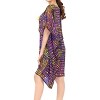 HAPPY BAY Women's Holiday Beachwear Mini Bathing Suit Loose Beach Summer Dress Cover Up Tunic Swimsuit 12-16 Purple Abstract - 3 of 4