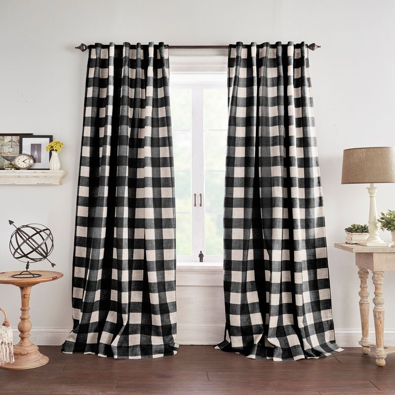 Grainger Buffalo Check Lined Room Darkening Single Window Curtain Panel - Elrene Home Fashions, 1 of 4