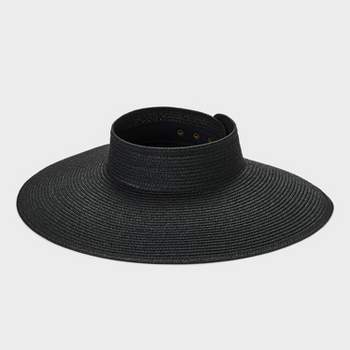 Wei Women's Sun Hat Cotton Bucket Hat Fashion Summer Beach Wide Brim Hat Travel Packable Reversible Double-Side-Wear Cap(Black)