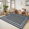Washable Modern Living Room Rugs, Bordered Non Slip Geometric Area Rug for Bedroom, Soft Low Pile Throw Dining Room Carpet - 3 of 4