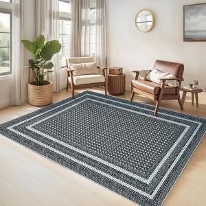 Washable Rugs for Living Room, Non Slip Modern Border Area Rug - 1 of 4