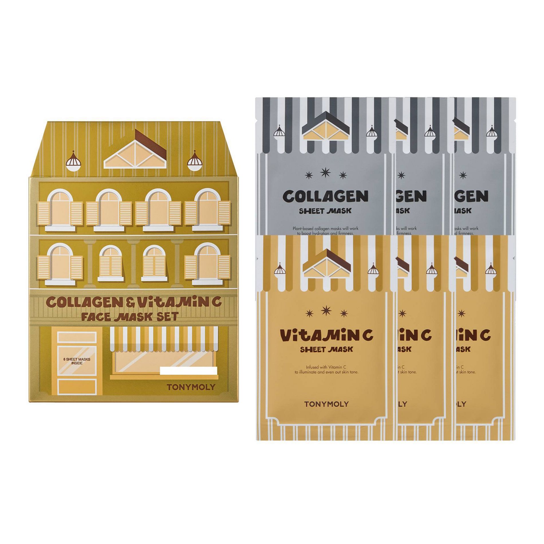 TONYMOLY Vitamin C & Collagen Sheet Mask Gift Set - House of Masks - 6ct