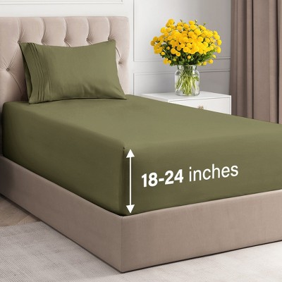 Extra Deep Pocket 4 Piece Sheet Set - Soft Bed Sheets, Fits 18"-24" Mattresses - CGK Linens