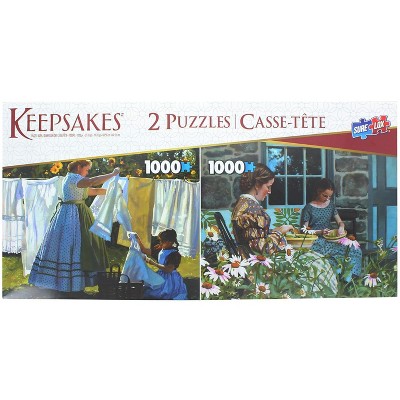 The Canadian Group Set of 2 Keepsakes 1000 Piece Jigsaw Puzzles | Wash Day / Snapping Beans