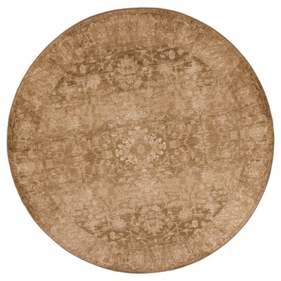 Beige Damask Pressed/Molded Round Area Rug 7'7" - KAS Rugs