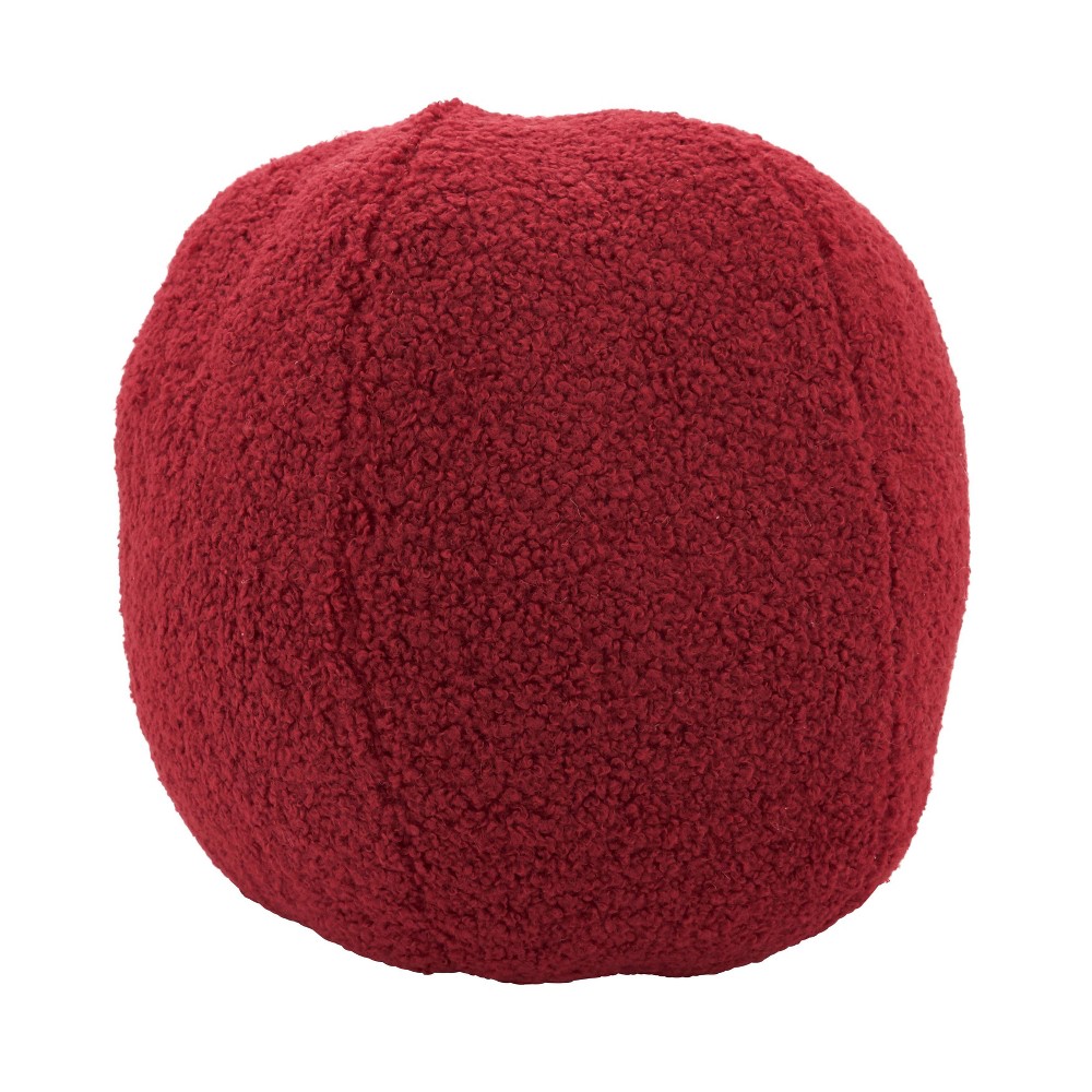 Photos - Pillow 10" Fuzzy Fantasy Faux Fur Ball Poly Filled Round Throw  Red - Saro