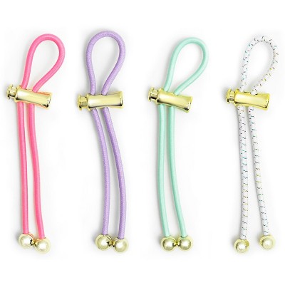 Pulleez Pony Party Set of 4 Variety Pack Gold Metalized Charms Elastic Hair Tie Holder, 1 each