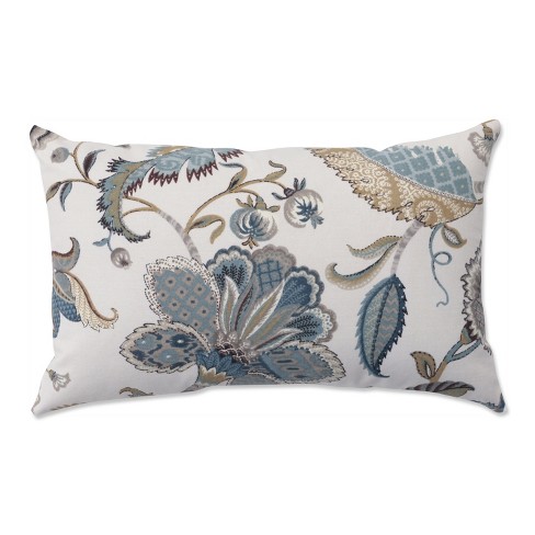 Decorative Blue Lumbar Pillow, Back Support Pillow, Brown Aqua