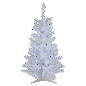 Northlight 3' Prelit Artificial Christmas Tree White Pine Slim - Blue Lights