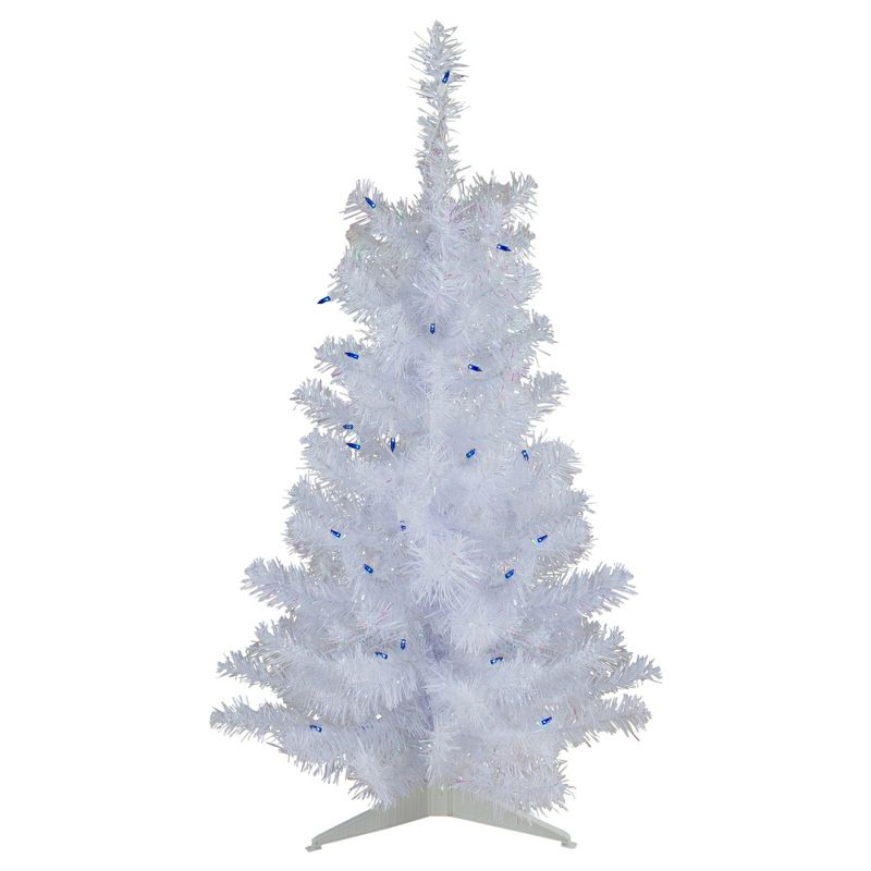Northlight 3' Prelit Artificial Christmas Tree White Pine Slim - Blue Lights, 1 of 7