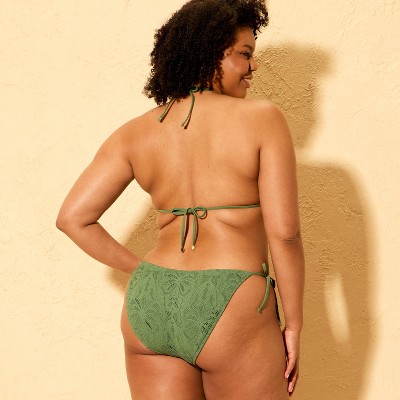Shade & Shore Women's Palm Crochet Side-Tie High Leg Medium Coverage Bikini Bottom - Shade & Shore™ Green M — фото 5