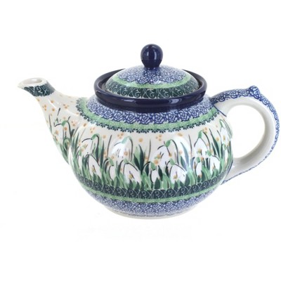 Blue Rose Polish Pottery Snowdrop Medium Teapot