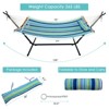 Gymax Porch Hammock with Detachable Outdoor Hammock with Wooden Spreader Bars Portable Hammocks with Hand Woven Cotton Ropes Suitable - 3 of 4