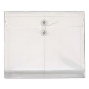 Pendaflex Poly String and Button Envelope, 1.25" Expansion, String/Button Closure, 13" x 10", Clear, 5/Pack - 1 of 1