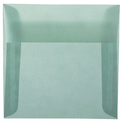 JAM Paper 5.5 x 5.5 Square Translucent Vellum Invitation Envelopes Ocean Blue PACV502