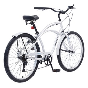 CAVINAS 26IN Beach Cruiser Bike with Steel Frame, 7 Speed Bicycles, Mens Bike with Double V brakes, Bicycle for Teens and Adults - 1 of 4