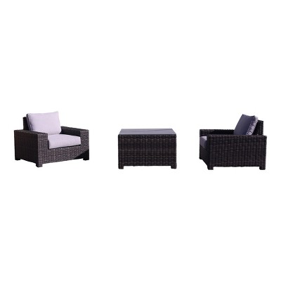 Courtyard Casual St Lucia 3 pc Chat Set  Includes:  Two Club Chairs and One Corner End Table