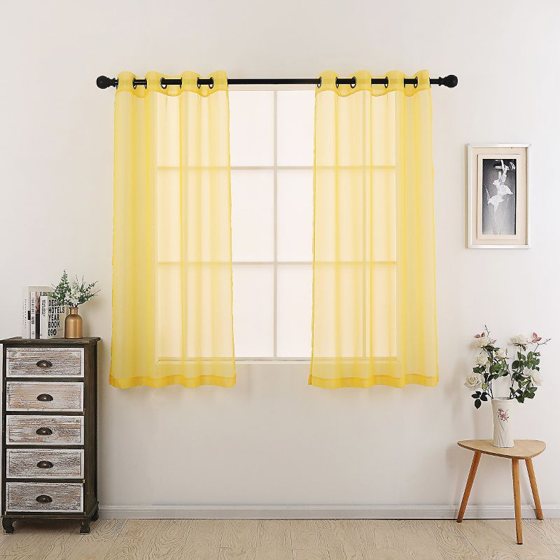 GoodGram Montauk Accents 2 Piece Grommet Top Summery Sheer Voile Window Curtain Panels For Small/Short Windows, 1 of 3