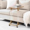 Angel Sar Golden End Table with Glass Top, Acrylic C-Shape Sofa Table on Wheels for Living Room, Bedroom & Office - 2 of 4