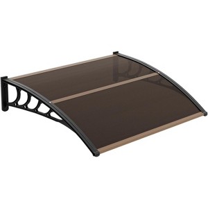 VINGLI Window Awning Door Canopy Exterior, 40" x 48" Awnings for Doors Polycarbonate Cover Patio Door Awning Rain Snow(Brown Board & Black Bracket) - 1 of 4