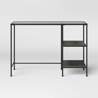 Fulham Glass Writing Desk with Storage Black - Project 62™