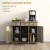 Kitchen Storage Cabinet, Sideboard Floor Cupboard with Solid Wood Top, Adjustable Shelf, and 3 Drawers - 4 of 4