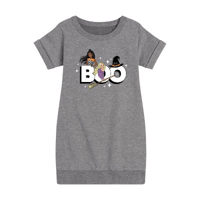 - Barbie - Boo Barbie Girls Graphic Short Sleeve Fleece Dress