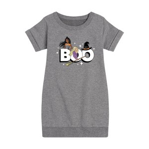 Girls' - Barbie - Boo Barbie Girls Graphic Short Sleeve Fleece Dress - 1 of 4