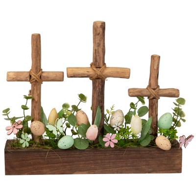 Northlight Floral and Foliage Triple Cross Easter Egg Decoration - 14" - Multicolor