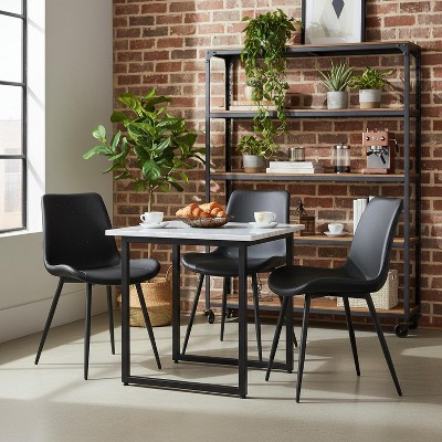 Homy Casa Set of 4 Upholstered Dining Chairs with Metal Legs for Kitchen or Dining Room, Black