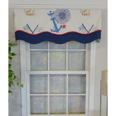 Sea Crown Glory Off White and Navy Cotton Valance