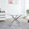 NicBex Minimalist Round Glass Dining Table with Cross Metal Legs,Modern Kitchen Table Bar Table,Dining Room Furniture - 3 of 4