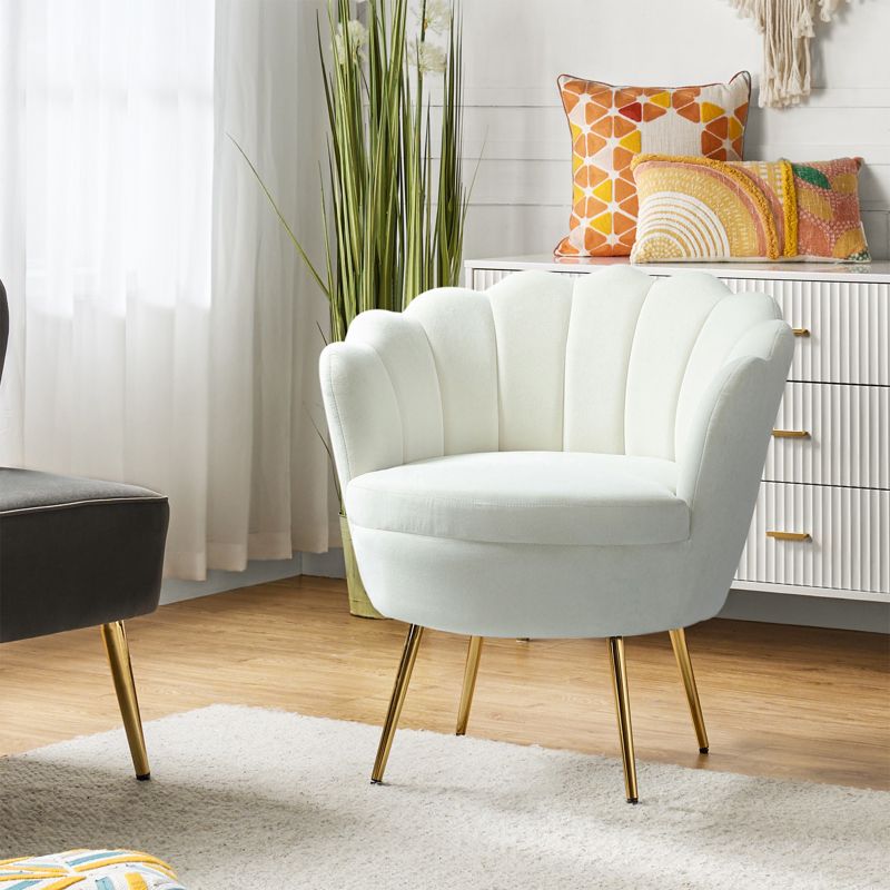 Yves Living Room Accent Chair Comfy Barrel Chair with Golden Metal Legs | Karat Home, 3 of 14