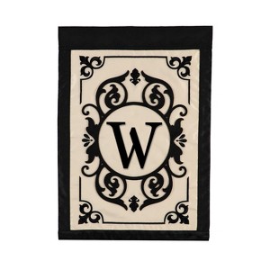Evergreen Flag Cambridge Chic Letter W Monogram Applique Garden Flag - 12.5" Wide x 18" High - 1 of 4