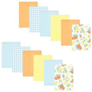 Hudson Baby Infant Girl Flannel Burp Cloth 12pk, Citrus Mint, One Size - 1 of 4