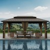 YARDSIGHT Hardtop Patio Gazebo-Outdoor Aluminum Iron Double Roof Canopy Shelter for Garden, Backyard, Deck - 2 of 4