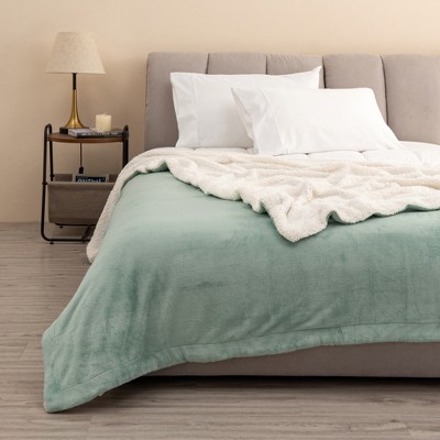 Great Bay Home Velvet Plush Fleece Reversible Warm And Cozy Bed Blanket :  Target