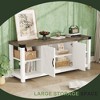 Homhougo TV Stand for 65 Inch TV, Farmhouse Entertainment Center with Storage, 60 Inch TV Console Table with Shelves White - 4 of 4