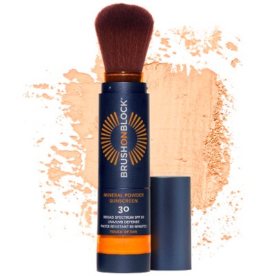Brush On Block SPF 30 Mineral Powder Sunscreen, Refillable, Broad Spectrum, Water Resistant Face Protection, For All Skin Tones & Types