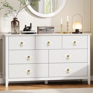 Fluted Dresser 54 Inch Wide,7-Drawer Wood Dresser for Bedroom, Modern Chest of Drawers, Storage Organizer Cabinet for Living Room, Hallway - 1 of 4