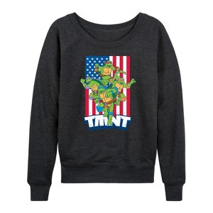 Women's - Teenage Mutant Ninja Turtles - USA Turtles Lightweight French Terry Wide Neck Long Sleeve Shirt - 1 of 4