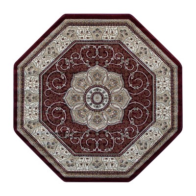 Masada Rugs Traditional Octagon Area Rug Design 404 Burgundy (4 Feet X ...