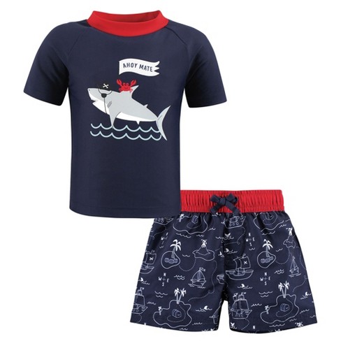 Hudson Baby Boys Swim Rashguard Set, Ahoy Mate Shark - image 1 of 4