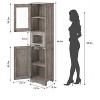 Versatile freestanding tall cabinet with glass doors, perfect for living room and kitchen storage and style - 2 of 4
