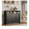 Black 47" Modern Farmhouse Sideboard Buffet Cabinet, 3 Drawers & Open Shelf, Coffee Bar - 2 of 4