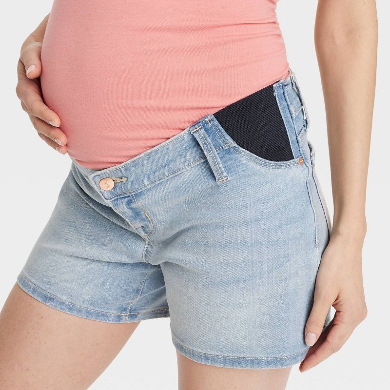 Under Belly Midi Maternity Jean Shorts - Isabel Maternity by Ingrid & Isabel™, 4 of 5